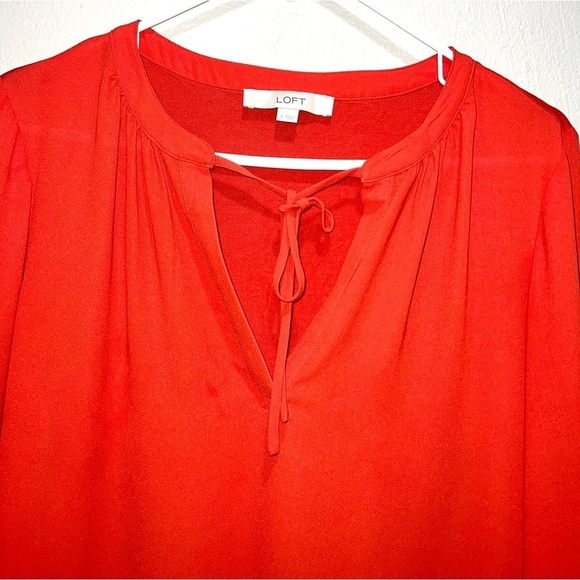 Loft Red Long Sleeve Blouse Top - Picture 2 of 7